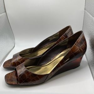 CARLOS by Carlos Santana TAILOR Brown Translucent Wedge Open Toe Sandal Heels, S